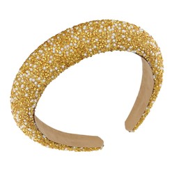 TOKSEO Women's Wide Glitter Rhinestone Headband Gold Headband Glitter Hair Band for Women Wedding Bridal Hair Accessories