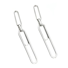 Link Chain Drop Earrings Minimalist paperclip Chain Dangle Earrings for Women Gold Silver (silver chain earrings A)
