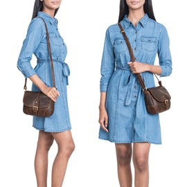 STILORD 'Iris' Leather Handbag Women's Small Vintage Shoulder Bag for Leisure, Going Out and Party - Genuine Leather Evening Bag with Compartments, Colour: Zamora - Brown, Zamora - Brown, M