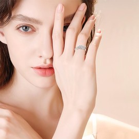 ATUP 925 Sterling Silver Adjustable Open Rings for Women Stackable Rings Fashion Jewelry Christmas Gift for Her Wife Mother Girlfriend, Metal, No Gemstone