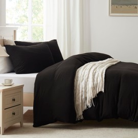 Household 100% Jersey Cotton Queen Size Pillowcase 20”x30”-Light Weight, Comfortable, Super Soft Pillow Case with Envelope Closure Extremely Durable Set of 2 (Black, Queen Size Pillowcase (20" x 30"))