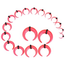 Longbeauty 18Pcs Acrylic Septum Pincher Tapers C Shape Buffalo Ear Taper Kit Stretching Expander Rings for Nose Ear Gauges Size 14G 12G 10G 8G 6G 4G 2G 0G 00G, Acrylic, cubic-zirconia