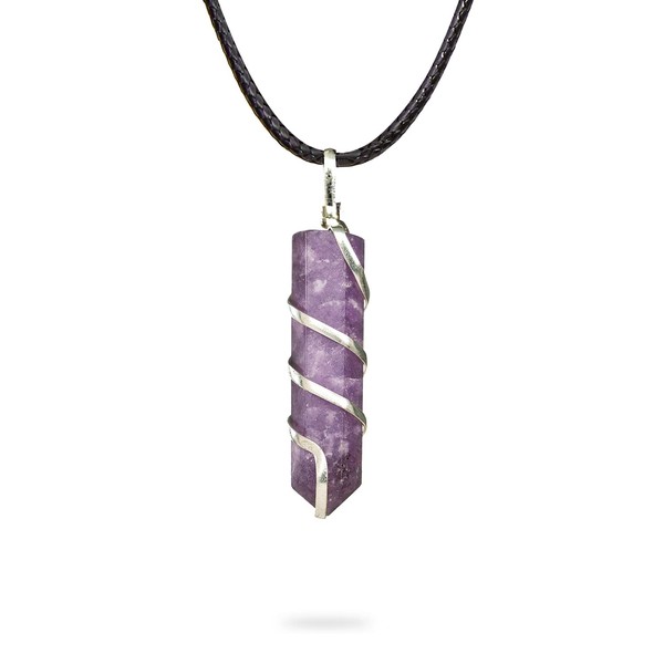 AYANA Raw Lepidolite Healing Crystal Necklace in Rose Red | Dazzling Crystals, Mood Stabilizer. Aids in Stress Relief, Inner Peace | Handmade with Ethically Sourced Raw Natural Pure Gemstone