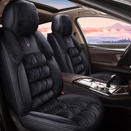 RAWAKORW Car Seat Covers Full Set Fit for Nissan Frontier 2009-2024 Winter Luxury Automotive Cushion Protector with Airbag Compatibility(5 Seat,Black)