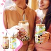Zhehao 4 Pcs Sakura Boba Cups 16oz Iced Coffee Cups