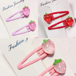 Haarspangen Mädchen,6 PCS Erdbeeren Haarclips Niedliche Haarnadel Frucht Haarschmuck Haarklemmen Kleinkind für Feines Haar Cute Hair Clips
