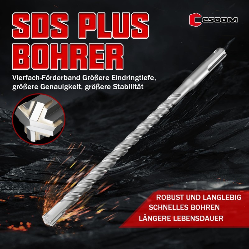 CSOOM SDS Plus Drill Bit 4 x 110 mm, Professional