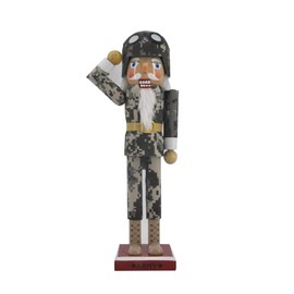 TX USA Corporation 14" Holiday Mantel Display Army Soldier in Fatigues Christmas Nutcracker Figurine
