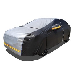 6 Layers Car Cover Waterproof All Weather Car Cover Waterproof All Weather, Outdoor Full Exterior Cover Rain Sun UV Snowproof Protection with Zipper Cotton for Sedan (196-210 inch)