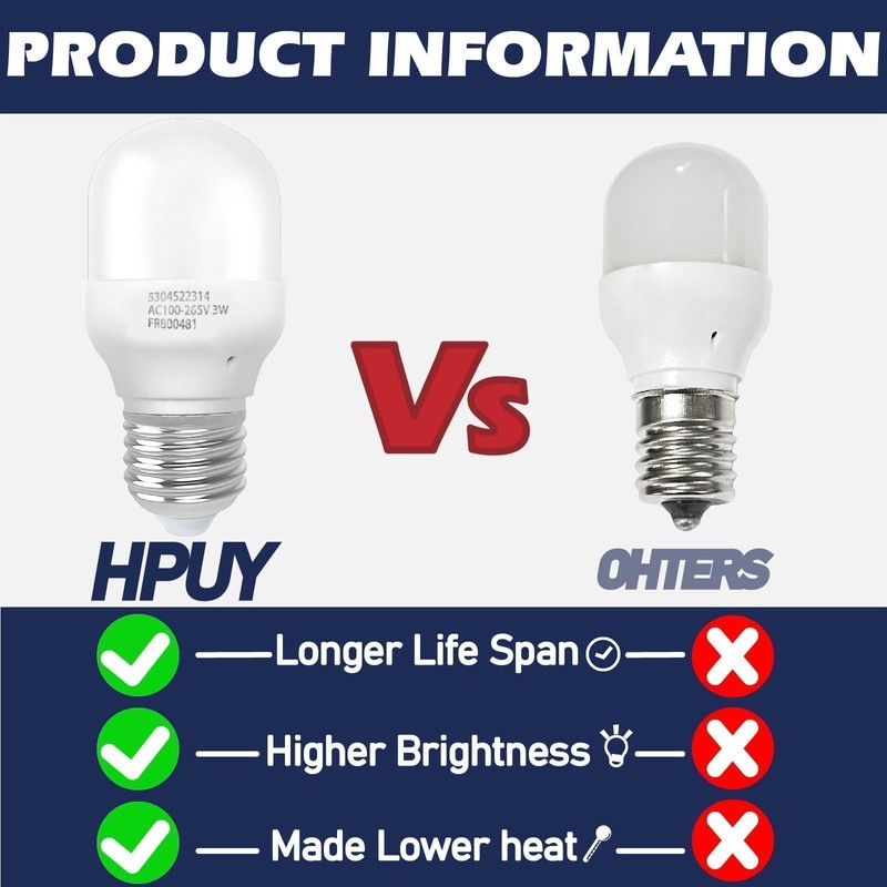 HPUY Kei D28x Refrigerator Bulb AC100-265V 3W Refrigerator Bulb 5304522314