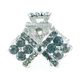 Sparkly Crystal Double Diamond Claw Hair Clip ~ Grey