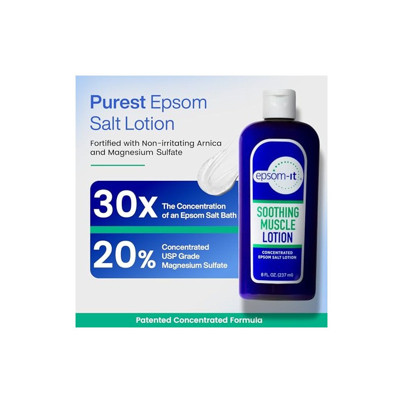 EPSOM-IT Soothing Muscle Epsom Salt Lotion Set, 8 Oz Bottle