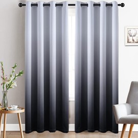 Yakamok Blackout Ombre Purple and Grey Curtains for Living Room,Room Darkening Thermal Insulated Drapes, Grommet Light Blocking Window Curtains for Kids/Girls Bedroom,2 Panels, 52x84 inches
