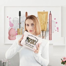 LEVLO I'm Just A Women Who Loves Her Armyman Cosmetic Make Up Bag For Armyman Wife ,Armyman Mom, Armyman Girlfriend, Armyman Sister, Armyman Pride Life Inspired Gift, Loves Her Armyman,