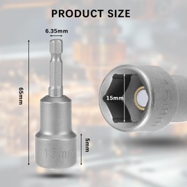Nut Driver Set, 1/4" Hex Shank Quick Change, Chrome Vanadium Steel Magnetic Nut Driver Bit Set for Home Professional Use