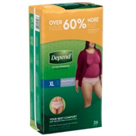 DEPEND UNDERWEAR MAXIMUM ABS XL FOR WOMEN 26 Pack / 13406