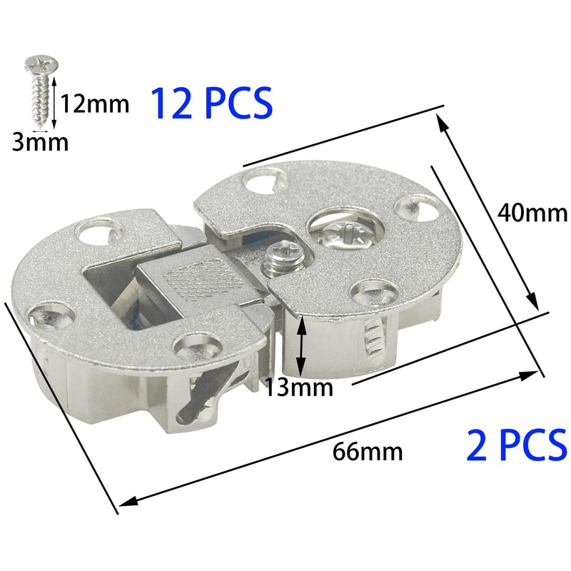 2 PCS 90 Degree Page Turning Axis Cabinet Door Hidden