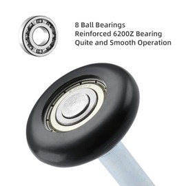 HOME MASTER HARDWARE 2" Nylon Garage Door Rollers 12 Pack,Garage Door Wheels Replacement 4" Stem,Garage Door Repair Service,Quiet 6200Z Precision Bearings,Black