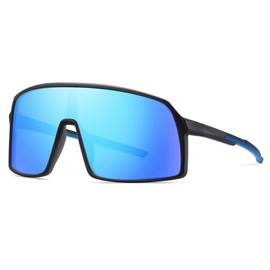 ICECONY Polarized Sports Sunglasses for Men Women, Fashion Windproof Driving Fishing Cycling Sun Glasses UV400 Protection (Black/Blue)