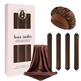 Yakite Tubos para Cabello Sin Calor,4Pcs Heatless Curls con Gorro de Satin para Dormir y Bufanda de Seda Suave, Rizador de Cabello sin Calor para La M