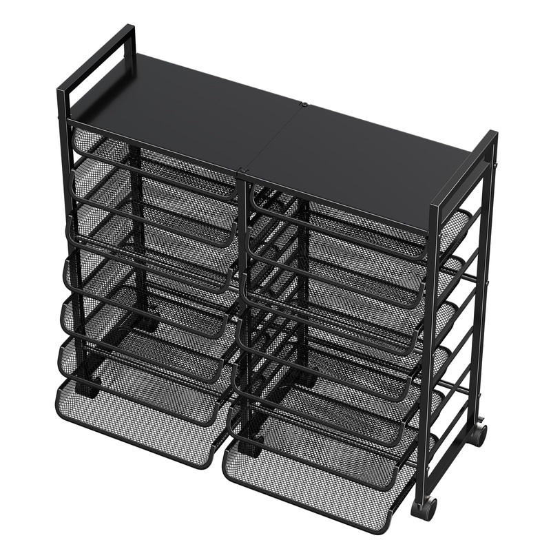 Simple Trending Rolling File Storage Cart, 15-Tier Metal Desk File