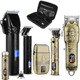 2-in-1 Cordless Hair Clipper and Trimmer Set+4-in-1 Professional Hair Clippers & Trimmer Foil Shaver Nose Trimmer Set