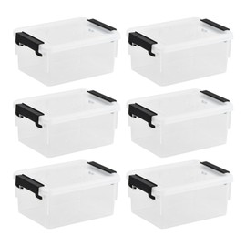 Dewocke Storage Box with Lid, Small, Set of 6 Mini Storage Boxes, Transparent, Robust Plastic Boxes, Stackable, for Pills, Jewellery, Craft Items and Small Parts Storage Box