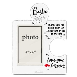 Bestie Gifts for Women, Friendship Birthday Gifts for Best Friend Woman, to My Bestie Acrylic Puzzle Picture Frame Gift for Christmas Thanksgiving Graduation, 4 x 6 Inch Photo