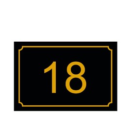 House Number Sign - House Number PVC - Engraved Plate to Customise 15 x 10 cm - 21 Colours Available (Noir/Or - Black Written Gold)