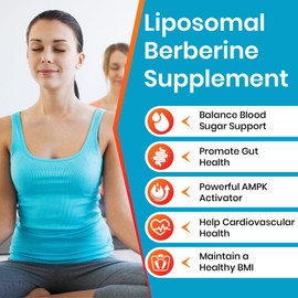 Liposomal Berberine Supplement 1500 mg, High Dose Berberine HCL, Antioxidant AMPK Activator, Superior Absorption, Gluten-Free, Soy Free, 60 Capsules