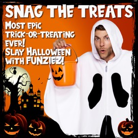 FUNZIEZ! Ghost Costume Pajamas - One Piece Jumpsuit For Adults (White, X-large)