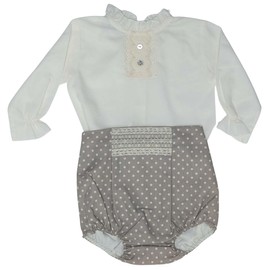 BAMBINETO Conjunto para Bebé TALLA 3 meses | HECHO EN ESPAÑA | 100% Algodón Tejido de Punto | NEWBORN - RECIÉN NACIDO (2031 GRIS DOTS)