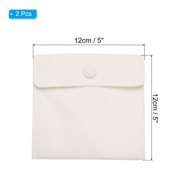 PATIKIL 5x5 Inch Jewelry Pouch, 2 Pack Soft Velvet Pouches with Snap Button Portable Storage for Rings Necklace Bracelet Earring Watch, Beige