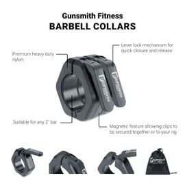 Gunsmith Fitness Barbell Collars Barbell Clips,2 inch Olympic Barbell Clamps,Non-Slip Weight Clamps Quick Release Barbell Collar for Workout Weightlifting,Olympic Lifts and Strength Training