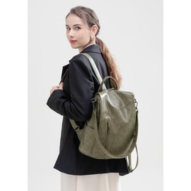 DIAOZI Handbag Backpack Women's 2 in 1 PU Leather Backpack Women's Anti-Theft Backpack Women's Elegant City Backpack Women's Waterproof Backpack Handbags for Leisure School Travel Work, Green