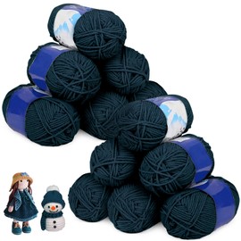 Pack of 12 Crochet Yarn, 12 x 50 g Crochet Yarn, Hand Knitting Yarn for Beginners, Cotton Baby Wool for Crochet and Knitting Project, Cotton Crochet Yarn (Navy Blue)