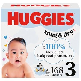 Huggies Size 3 Diapers, Snug & Dry Baby Diapers, Size 3 (16-28 lbs), 168 Count, Packaging May Vary