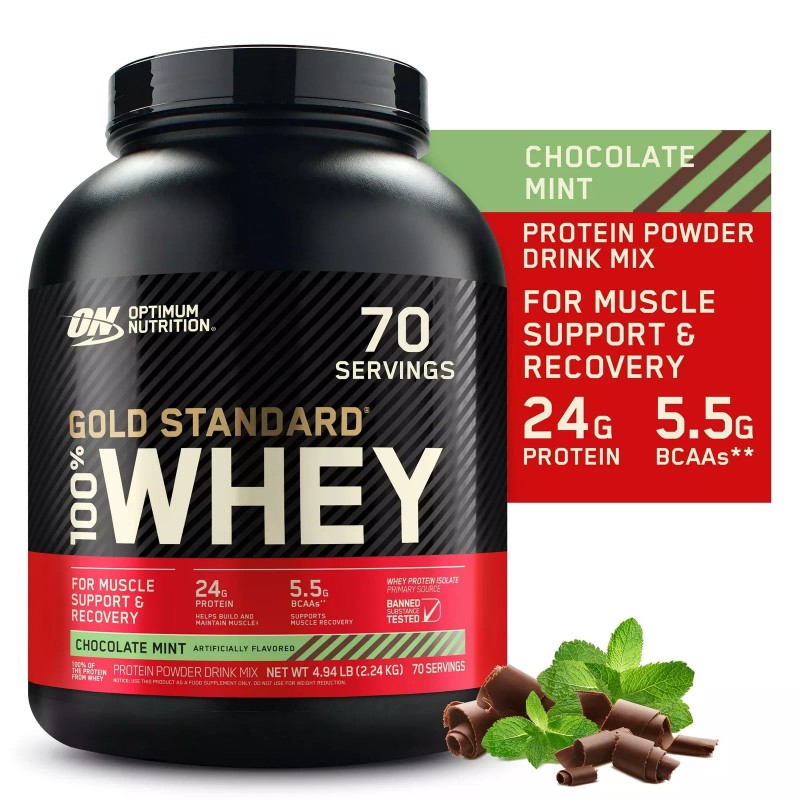 Optimum Nutrition Gold Standard 100% Whey Protein Powder, Chocolate Mint,