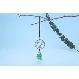 MAIBAOTA Green Aventurine Tree of Life Crystals Stone Round Shape Room Wall Decor Hippie Boho Meditation Hanging Ornament