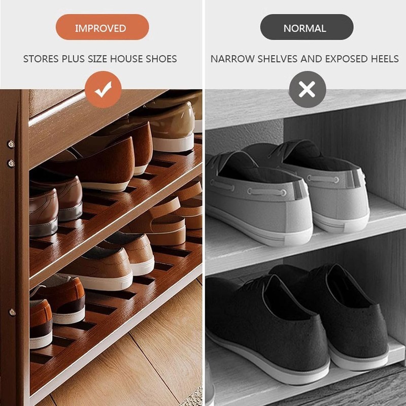 SACSTAR Shoe Rack and Storage Bench for Entryway, 2-Tier Upholstered