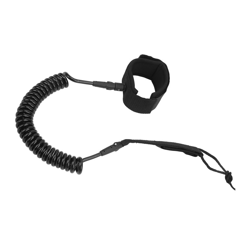 Surfboard Leash High Elasticity TPU Black Adjustable Coiled Surfing Leg