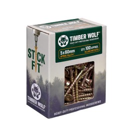 TIMBER WOLF TW50060 Woodscrews , Zinc & Yellow (Gold)- 5.0 x 60mm - Box of 100