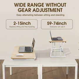 Omhuzsyo standing desk converter Stand up office desk riser on the desktop is suitable for use in laptops and single monitor work consoles, home offices, and can be adjusted in height(Log Color)