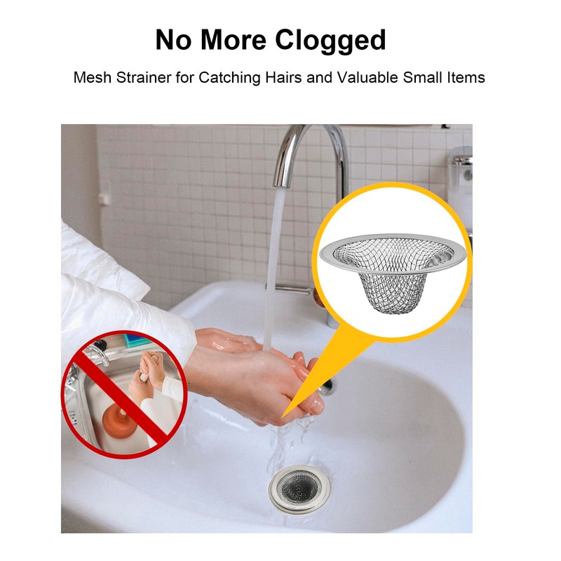 6-Pack Bathroom Mesh Sink Drain Strainer - 2.12" Top /
