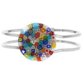 GlassOfVenice Murano Glass Venetian Reflections Metal Bracelet - Multicolor Millefiori