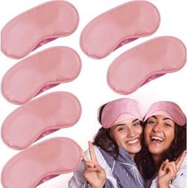 6 Pack Blindfold Eye Mask Cover Sleep Mask for Party Games Travel Sleep Team Build Party Supply with Adjustable Strap for Women Men Kids, Pink
