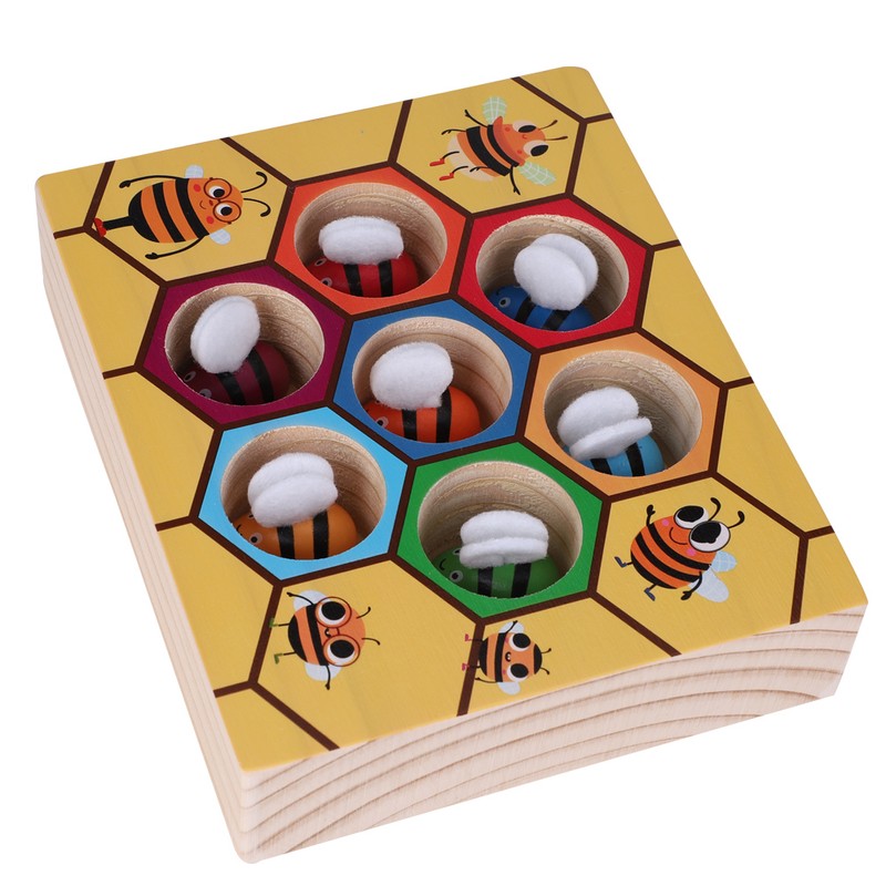 Fun Bee Picking Toy Kids Hand Grasping Training Wooden Games