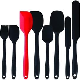 ECCRIS 8 Pieces Silicone Spatula Set, including 1 Brush, 3 Spatula, 2 Jar Spatula, 2 Spoon Spatula for Cooking Baking Mixing, Medium, AVO100004
