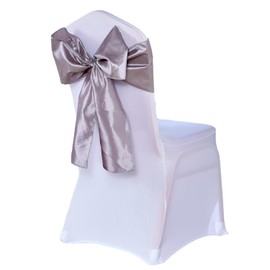 Linen Taffeta Sashes Wedding Chair Covers Silver Taffeta Chair Sashes Chair Bows Chairs Decoration Party UK Vibrant Solid Colours (Silver, 10 PCS)