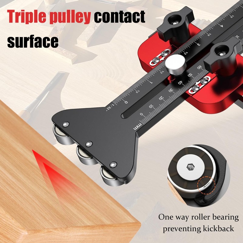 Adjustable Sliding Roller, Three-Wheel Sliding Guide Roller, Black Aluminium Alloy